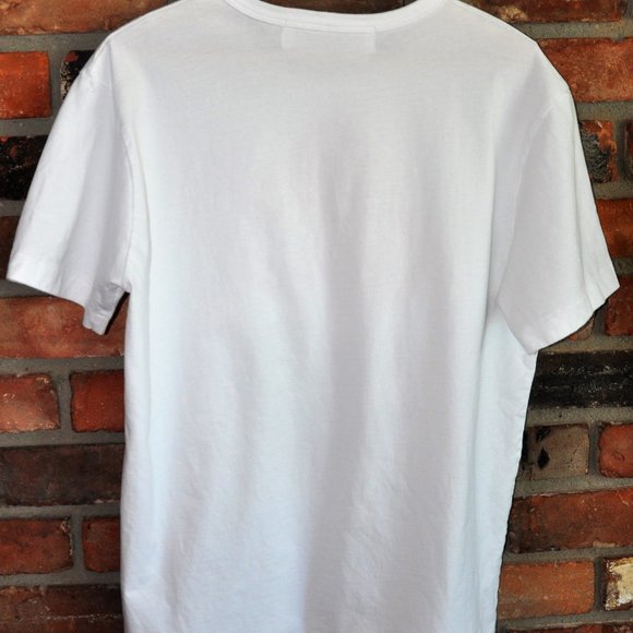 T163 COMME DES GARCONS Play WHITE T-SHIRT Red Camo Double Heart & Patch Youth XL - Picture 3 of 5